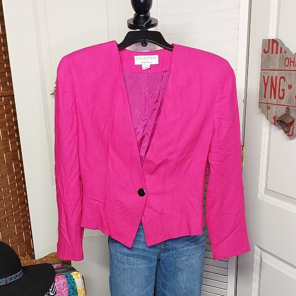 Vintage Jackets & Blazers - Vintage 1980s Hot Pink Women's Blazer Whitley Gilbert Vibes